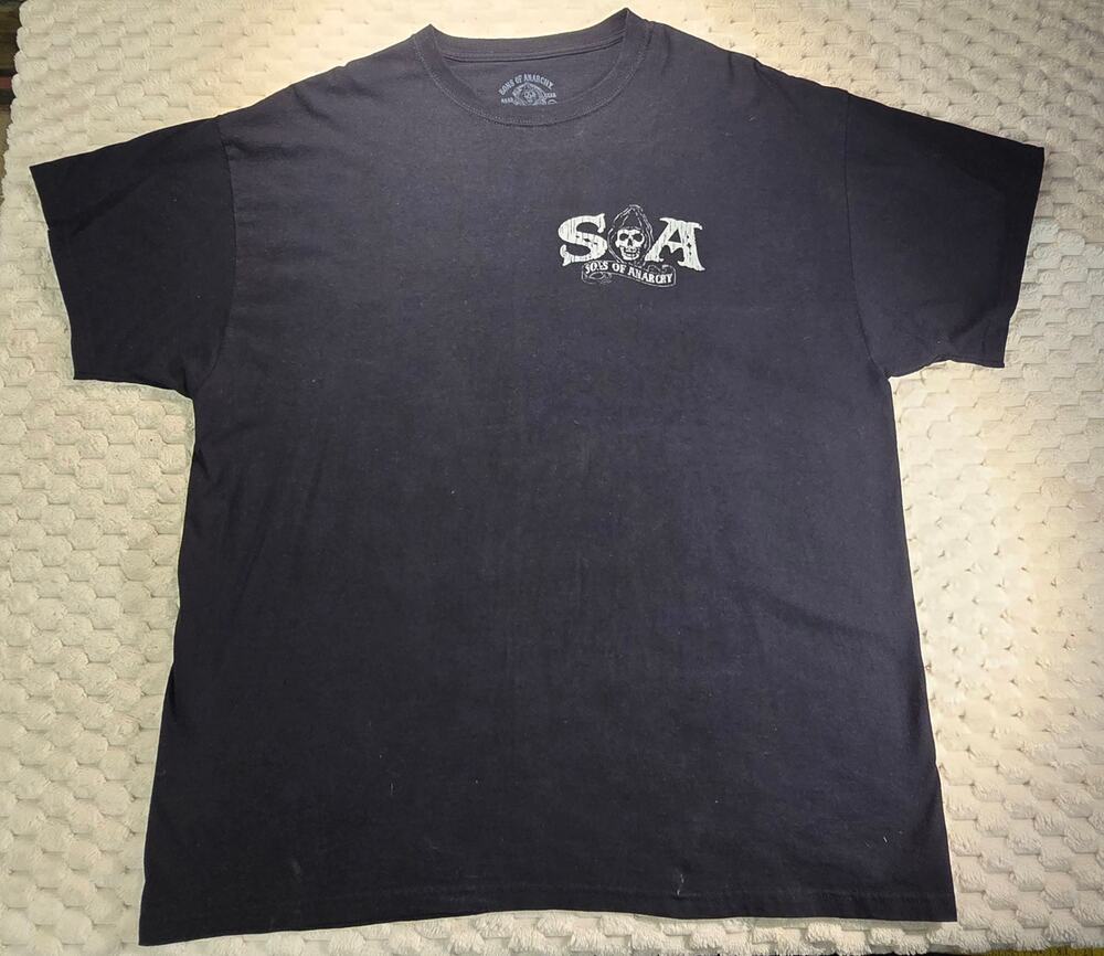 Sons of Anarchy SOA T Shirt Mens 2XL Black SAMCRO Outlaw Reaper Skull Tee